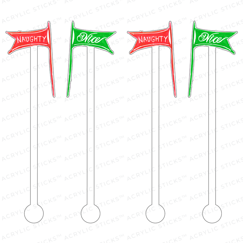 NAUGHTY & NICE FLAGS ACRYLIC STIR STICKS COMBO