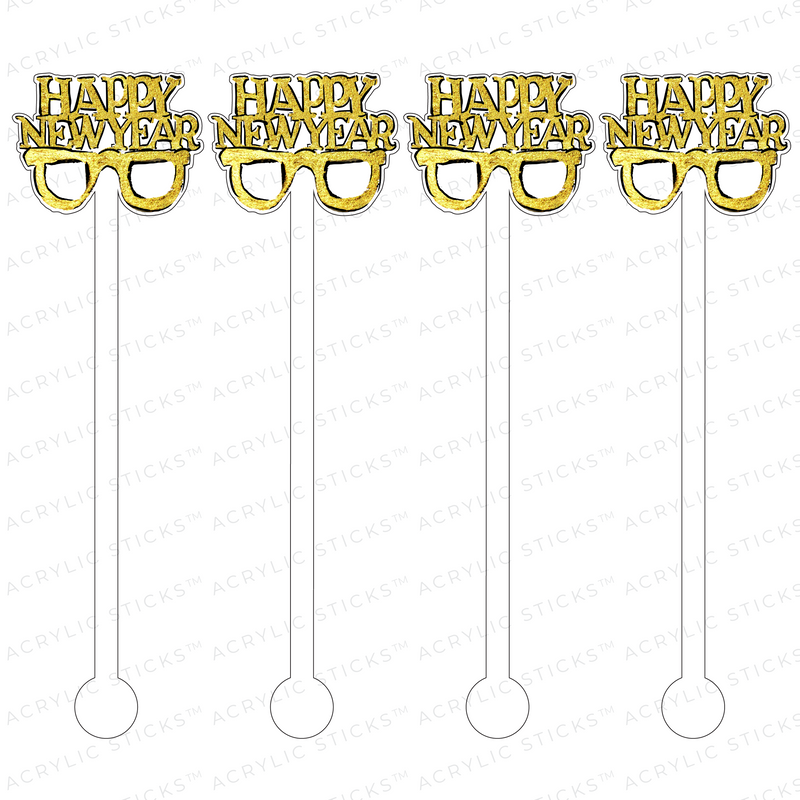 HAPPY NEW YEAR GLASSES ACRYLIC STIR STICKS