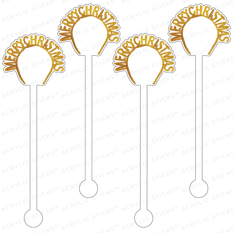 MERRY CHRISTMAS HEADBAND ACRYLIC STIR STICKS