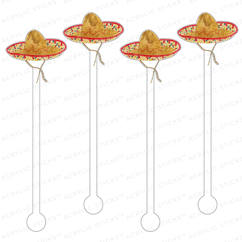 STRAW SOMBRERO ACRYLIC STIR STICKS