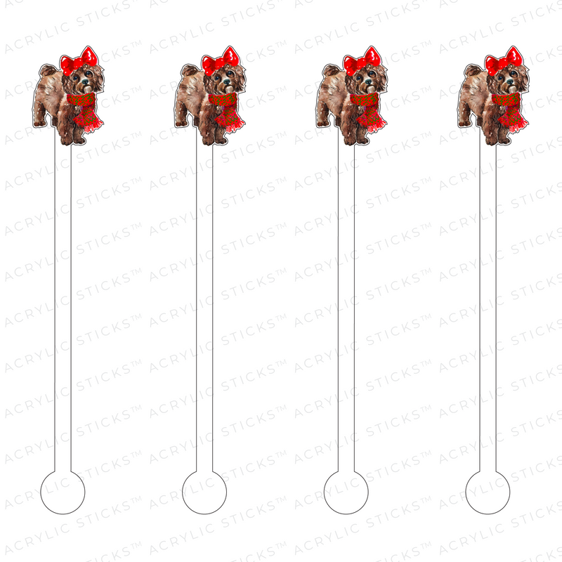CHRISTMAS CHOCOLATE MALTIPOO ACRYLIC STIR STICKS