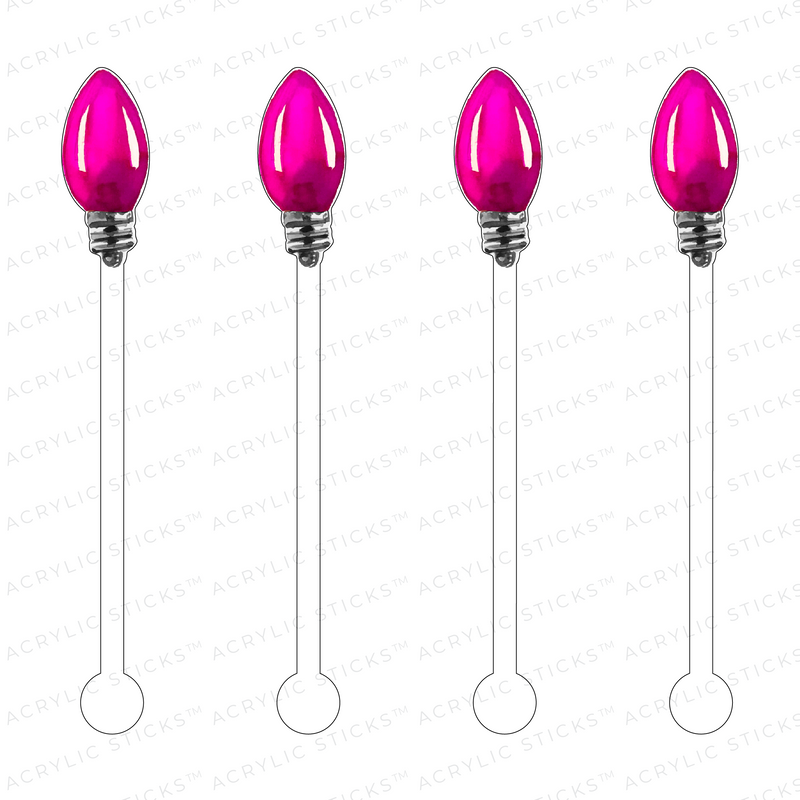 FUCHSIA CHRISTMAS BULB ACRYLIC STIR STICKS