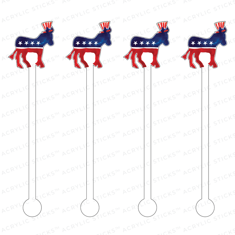 DEMOCRATIC PARTY LOGO ACRYLIC STIR STICKS
