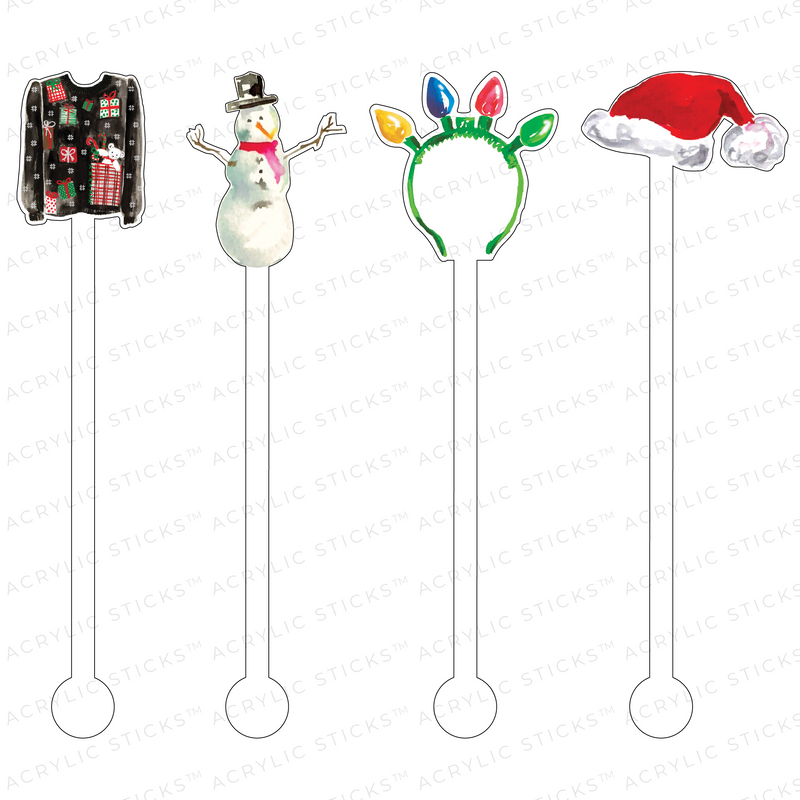 MERRY & BRIGHT XMAS NIGHT ACRYLIC STIR STICKS COMBO