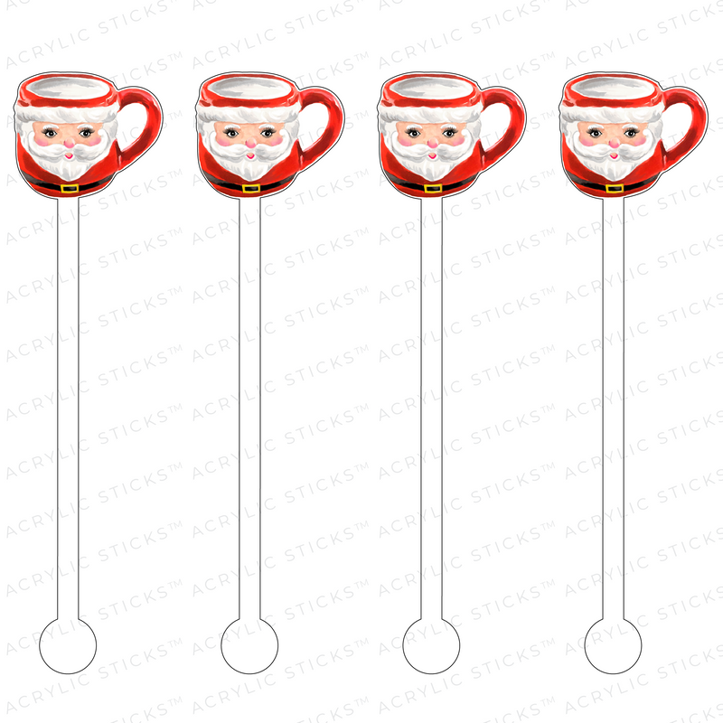 CUTE AS A BUTTON SANTA MUG ACRYLIC STIR STICKS