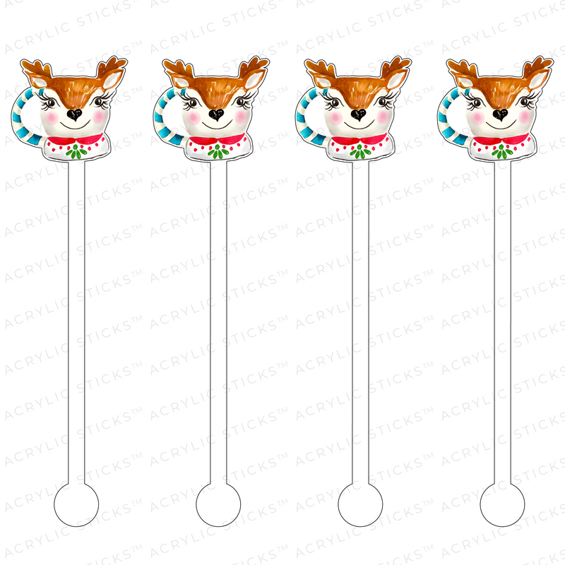 MERRY REINDEER MUG ACRYLIC STIR STICKS