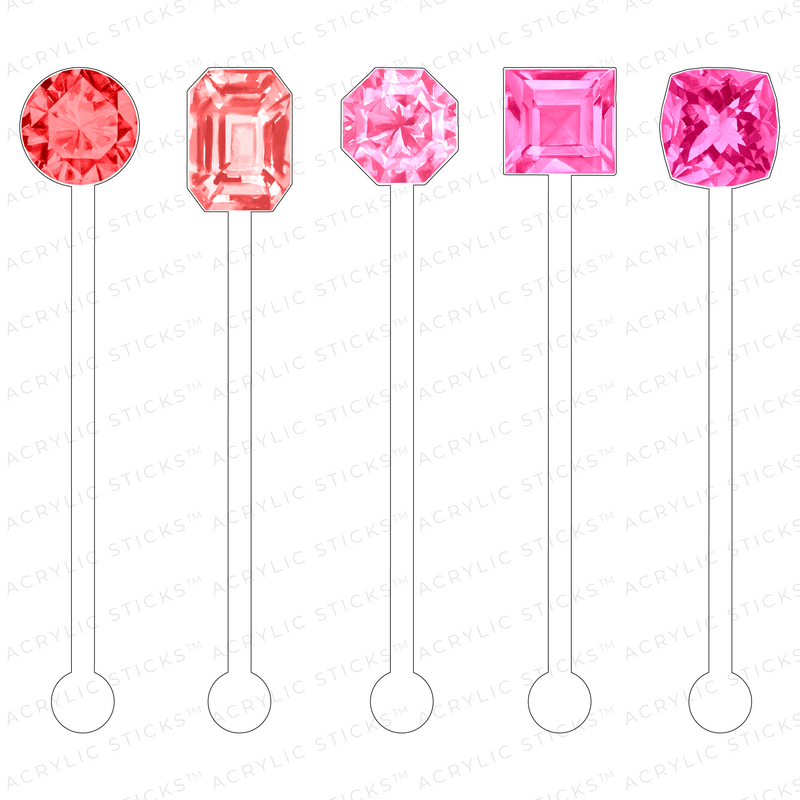 PINK GEMSTONES ACRYLIC STIR STICKS COMBO