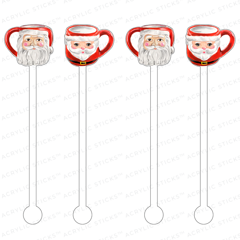 ALL THE RED SANTA MUGS ACRYLIC STIR STICKS COMBO