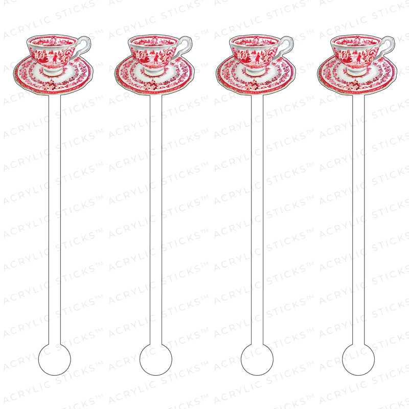 CHRISTMAS TEACUP ACRYLIC STIR STICKS