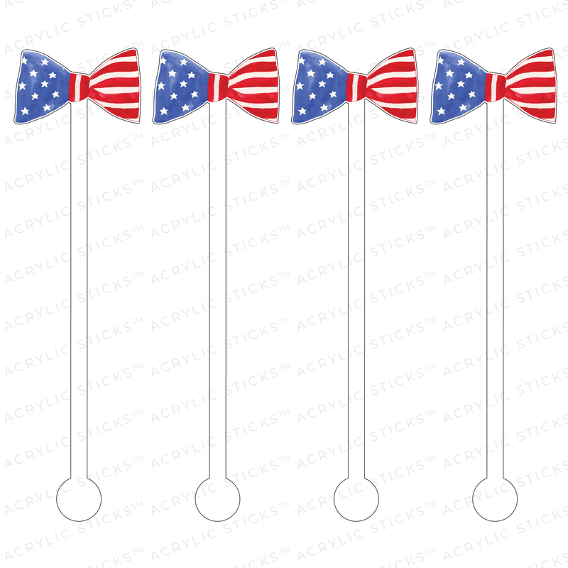 AMERICAN FLAG BOWTIE ACRYLIC STIR STICKS