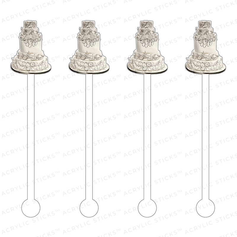 BLACK & WHITE WEDDING CAKE ACRYLIC STIR STICKS