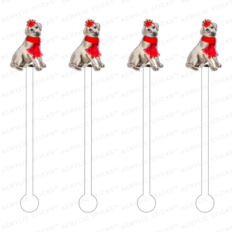 CHRISTMAS WHITE LAB ACRYLIC STIR STICKS