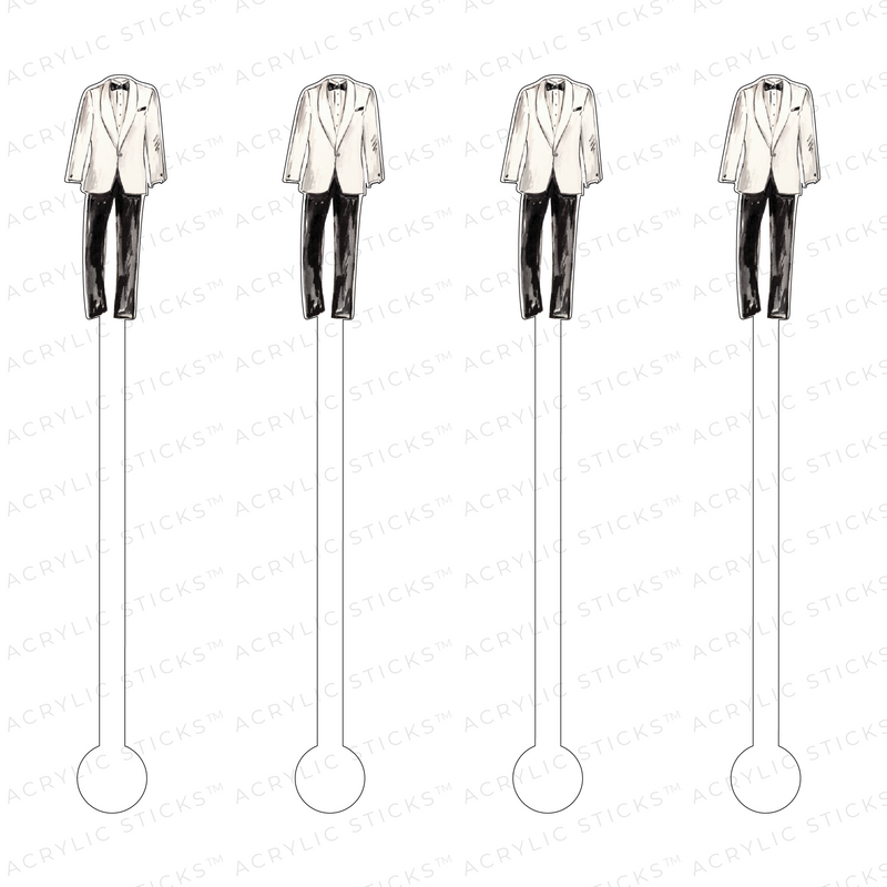 WHITE JACKET TUX ACRYLIC STIR STICKS