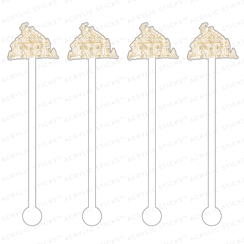 GOLDEN GINGERBREAD HOUSE ACRYLIC STIR STICKS