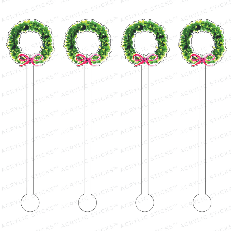 AS X EVELYN HENSON BOXWOOD HOLIDAY WREATH ACRYLIC STIR STICKS