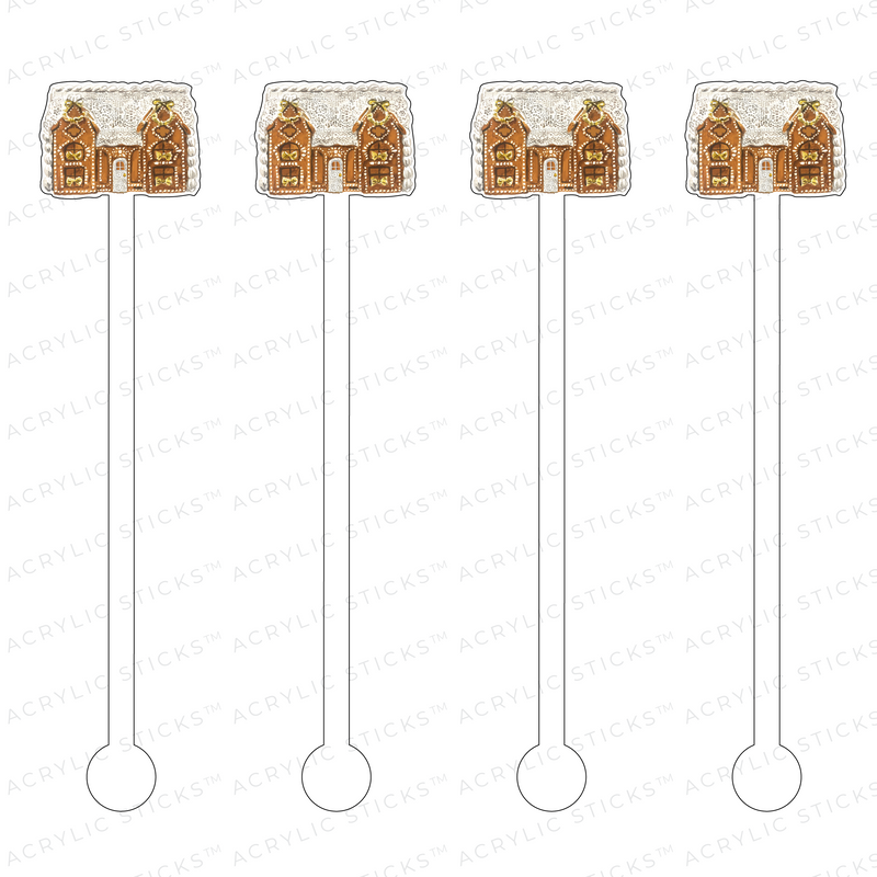 LACE GINGERBREAD HOUSE ACRYLIC STIR STICKS