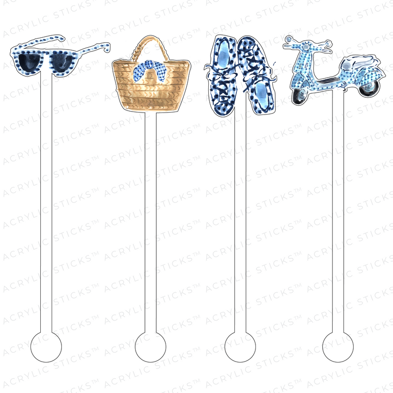 AS X EVELYN HENSON GA GA OVER GINGHAM ACRYLIC STIR STICKS COMBO