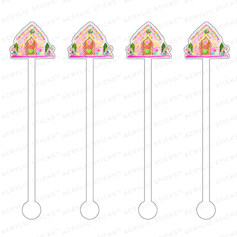 SUGARY SWEET GUMDROPS GINGERBREAD HOUSE ACRYLIC STIR STICKS