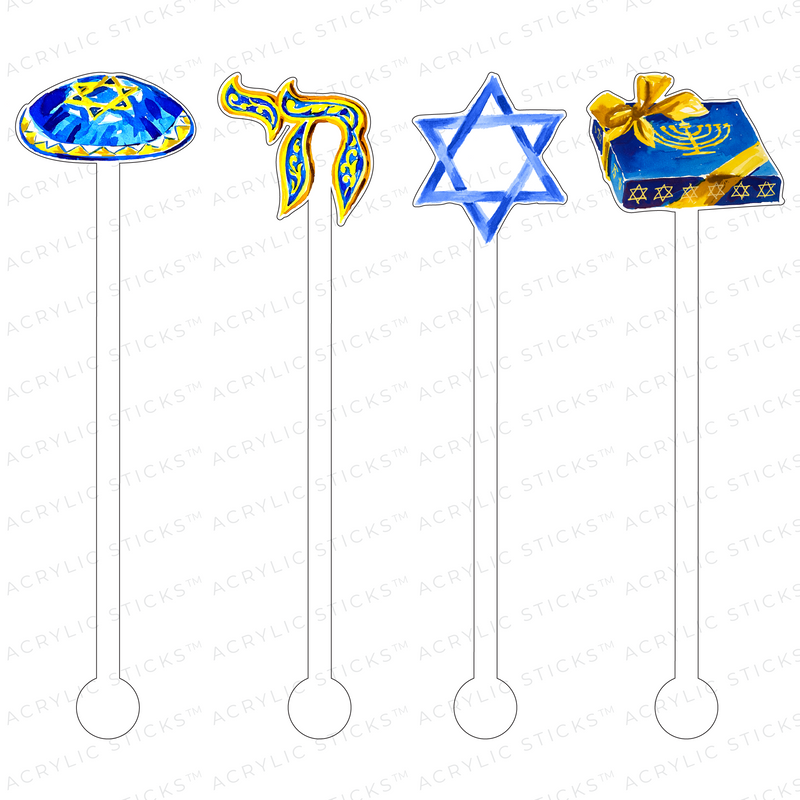 JEWISH BLESSINGS ACRYLIC STIR STICKS COMBO