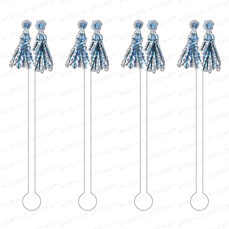AS X EVELYN HENSON BLUE TASSEL EARRINGS ACRYLIC STIR STICKS