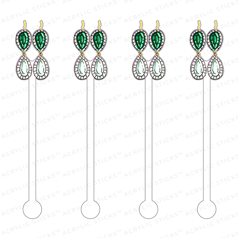 AS X EVELYN HENSON EMERALD OPAL DROP EARRINGS ACRYLIC STIR STICKS