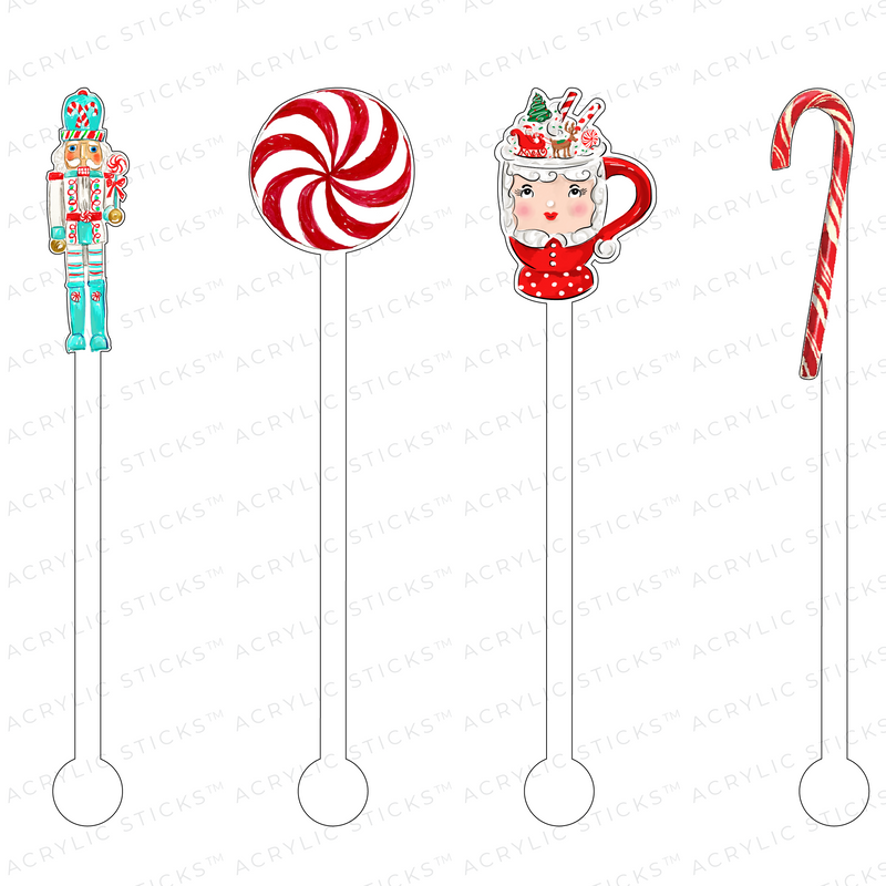 CHRISTMAS PEPPERMINT ACRYLIC STIR STICKS COMBO