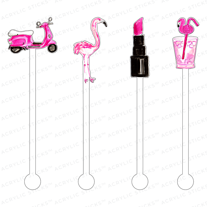 AS X EVLEYN HENSON PRISSY PINKS ACRYLIC STIR STICKS COMBO