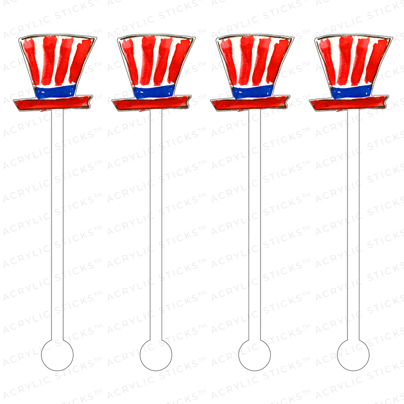 AMERICAN TOPSY TURVY TOP HAT ACRYLIC STIR STICKS