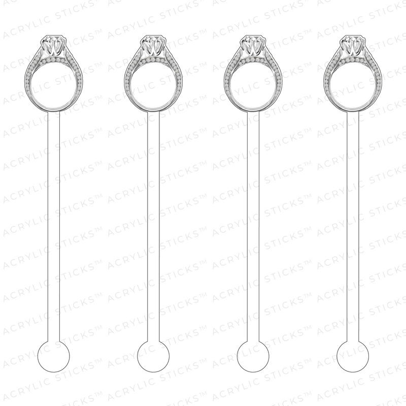 DIAMOND ENGAGEMENT RING ACRYLIC STIR STICKS