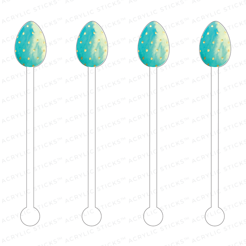AQUA OMBRE GOLD SPECKLED EGG ACRYLIC STIR STICKS