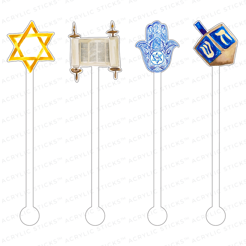 STAR OF DAVID ACRYLIC STIR STICKS COMBO