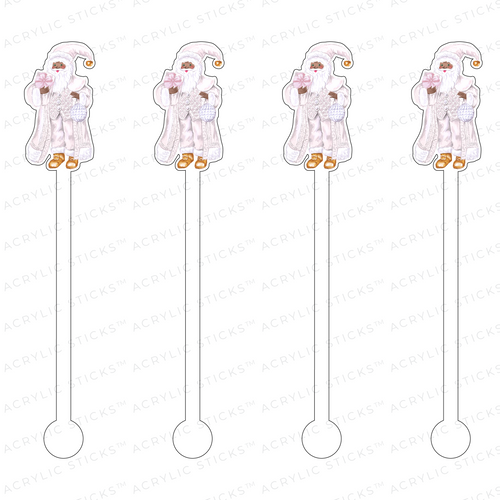 PRETTY PASTEL PINK SANTA ACRYLIC STIR STICKS (2 STYLES)