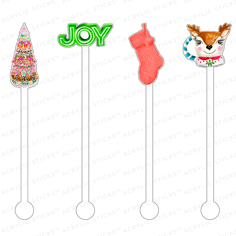 SWEET CHRISTMAS JOY ACRYLIC STIR STICKS COMBO