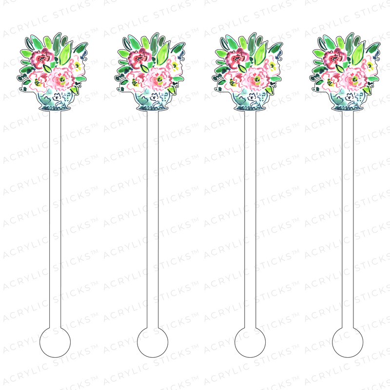AS X EVELYN HENSON SPRING SENSATION FLOWERS ACRYLIC STIR STICKS