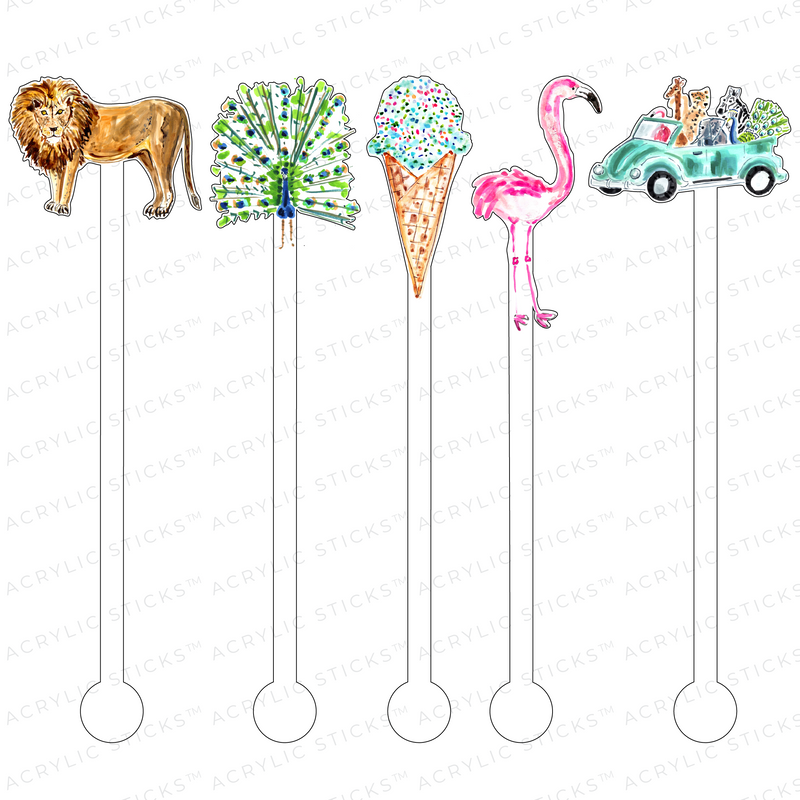 AS X EVELYN HENSON SOCIAL ANIMALS ACRYLIC STIR STICKS COMBO