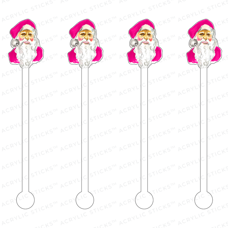 HOT PINK SANTA ACRYLIC STIR STICKS