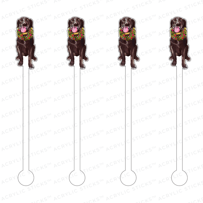 CHRISTMAS BROWN LAB ACRYLIC STIR STICKS