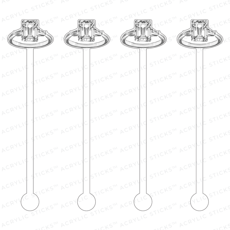 EMERALD CUT ENGAGEMENT RING ACRYLIC STIR STICKS