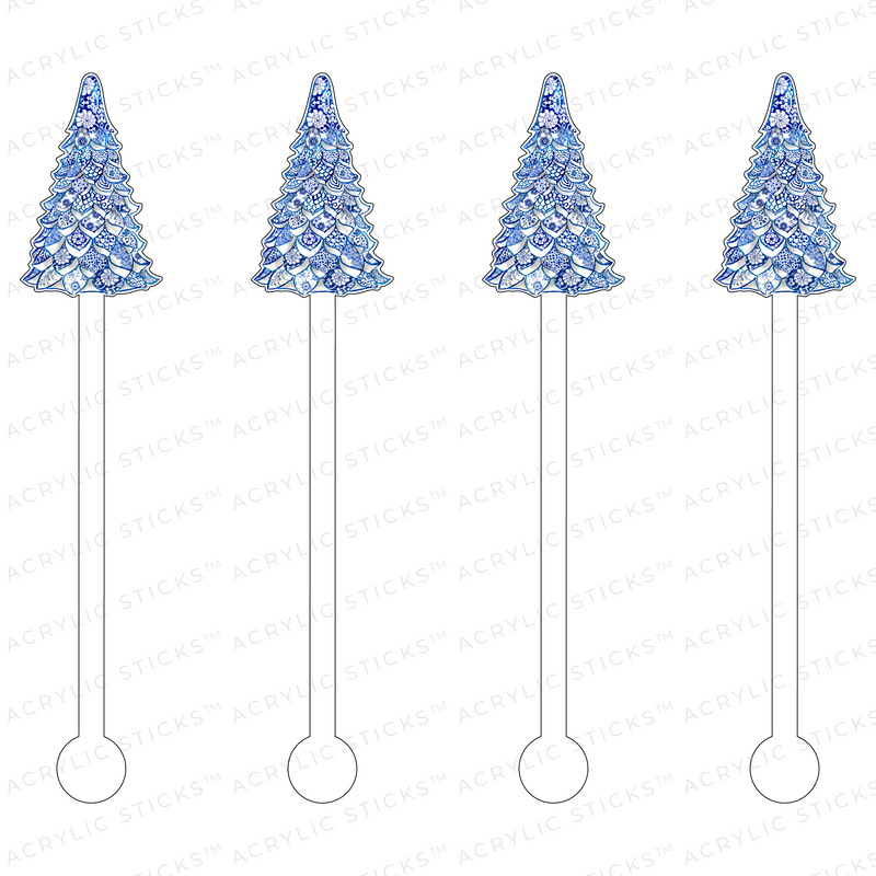 CHINOISERIE CHRISTMAS TREE ACRYLIC STIR STICKS
