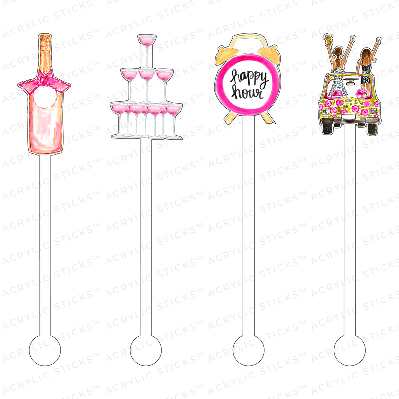 AS X EVELYN HENSON GIRLFRIENDS HAPPY HOUR ACYLIC STIR STICKS COMBO