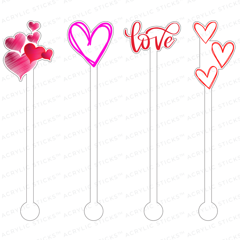 HEARTS & LOVE ACRYLIC STIR STICKS COMBO