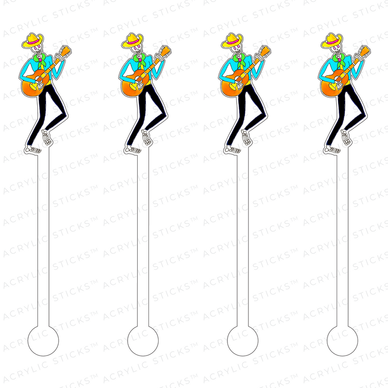 DAY OF THE DEAD GUITARIST ACRYLIC STIR STICKS