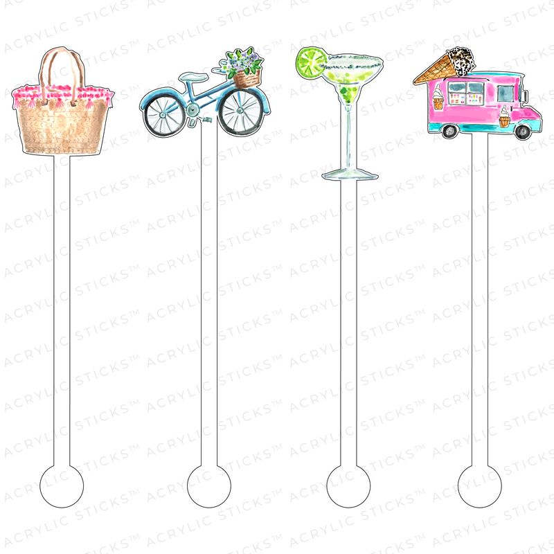 AS X EVELYN HENSON SUMMERTIME FUN TIMES ACRYLIC STIR STICKS COMBO