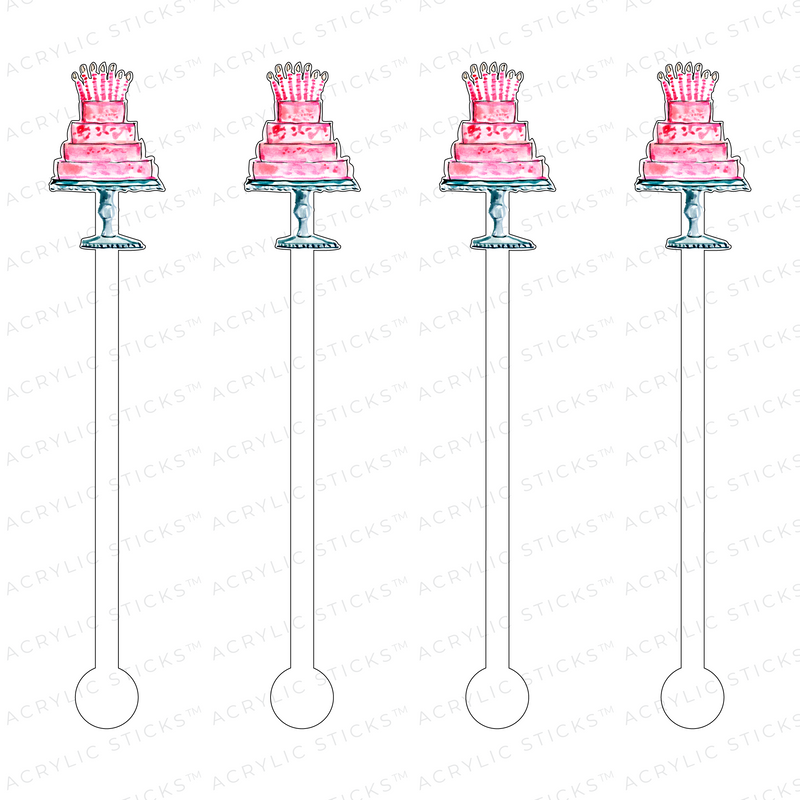 AS X EVELYN HENSON PINK PARTY CAKE ACRYLIC STIR STICKS