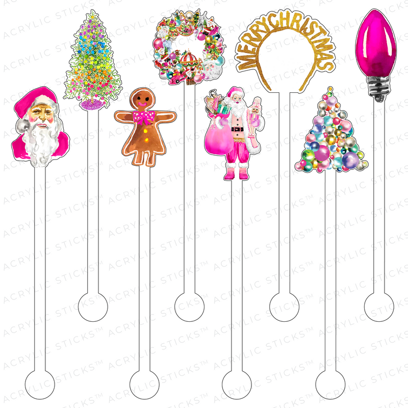A COLORFUL MERRY CHRISTMAS ACRYLIC STIR STICKS COMBO