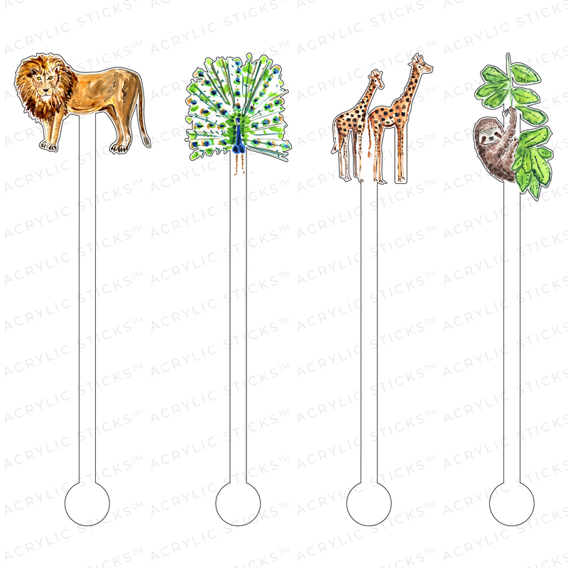 AS X EVELYN HENSON SAFARI ANIMALS ACRYLIC STIR STICKS COMBO