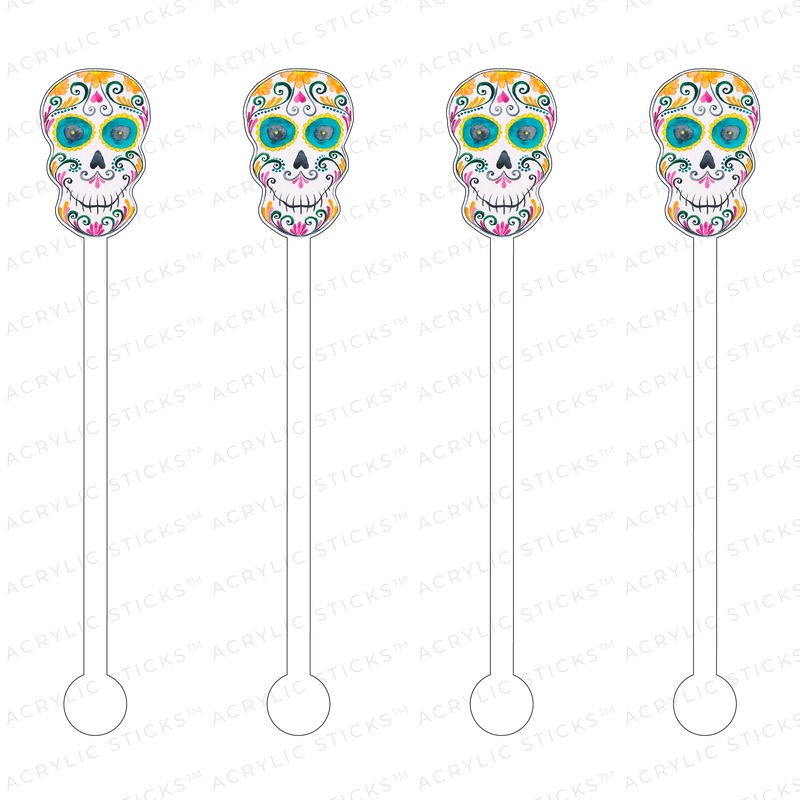 AQUA EYES SUGAR SKULL ACRYLIC STIR STICKS