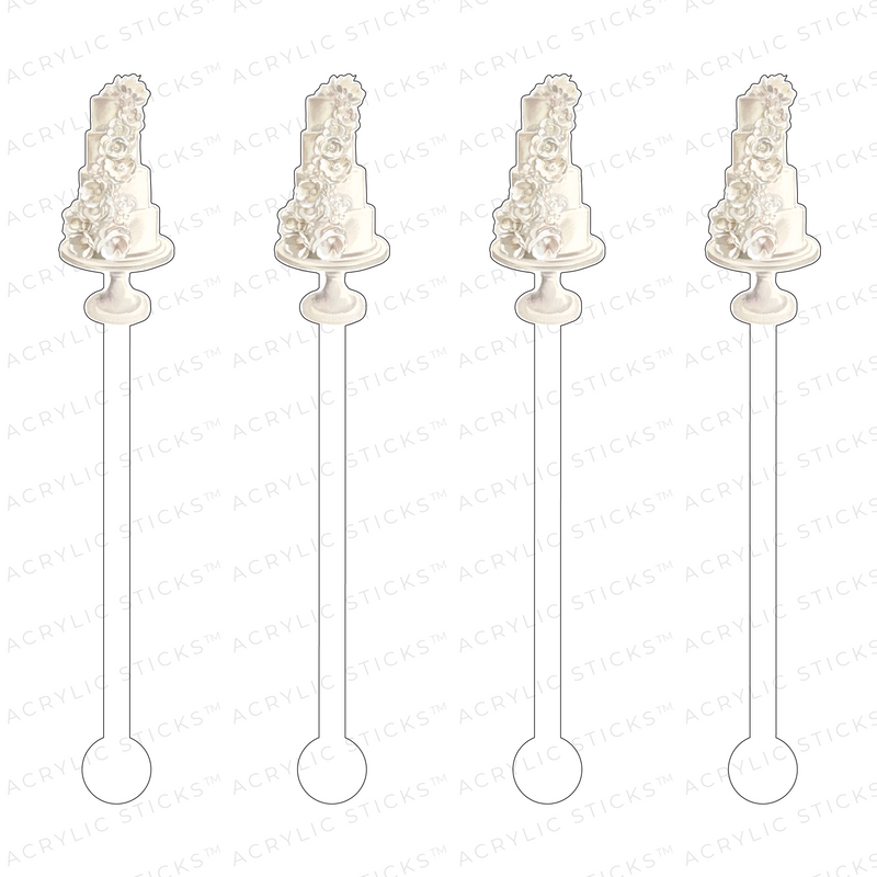 FLORAL CASCADE WEDDING CAKE ACRYLIC STIR STICKS