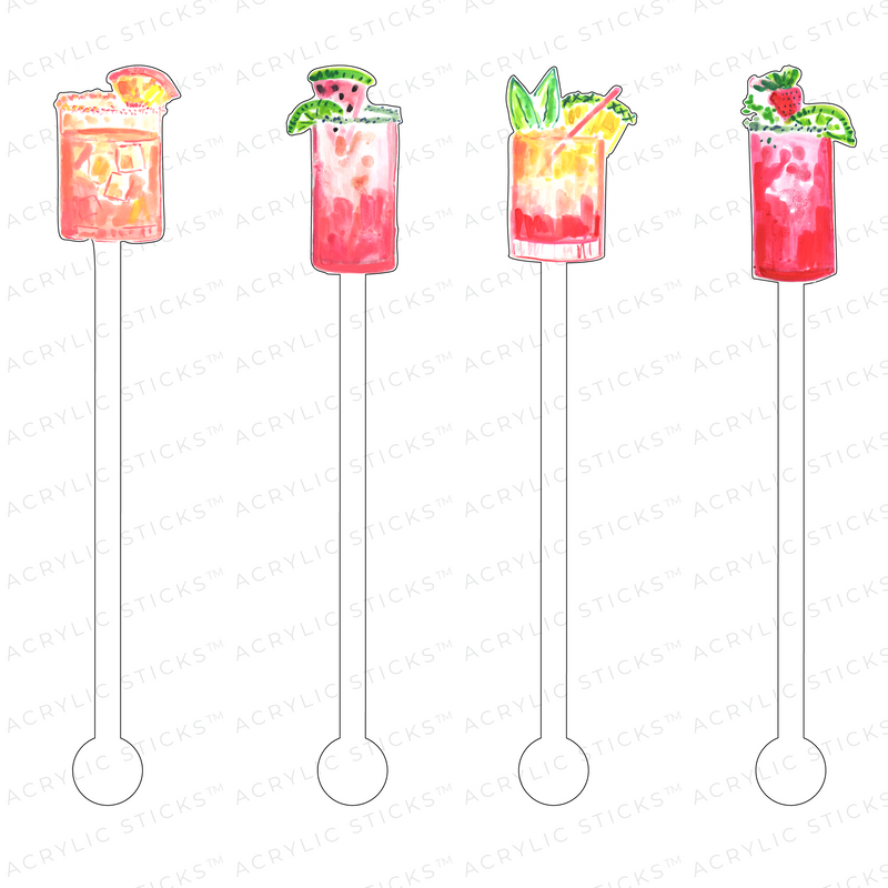 AS X EVELYN HENSON TROPICAL QUENCHERS ACRYLIC STIR STICKS COMBO