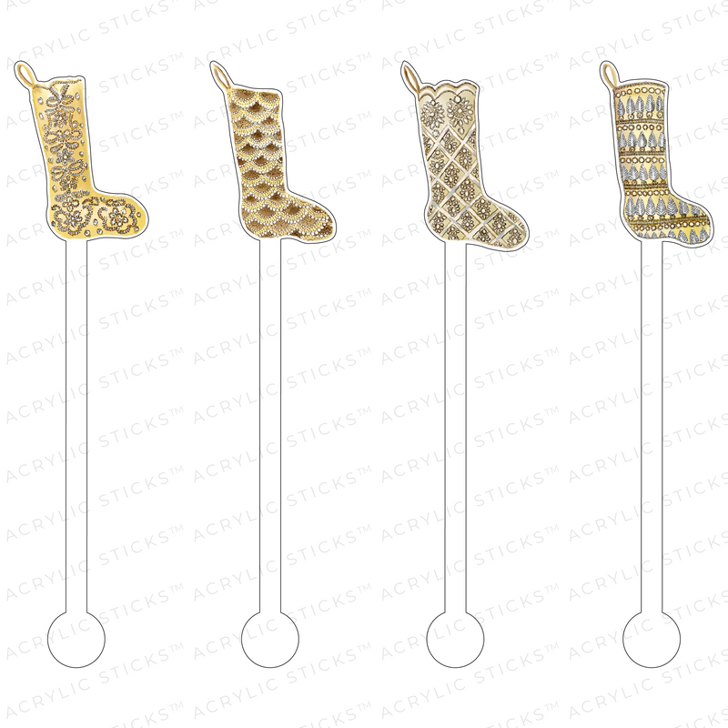 GOLD BEAD GILDED STOCKING ACRYLIC STIR STICKS COMBO